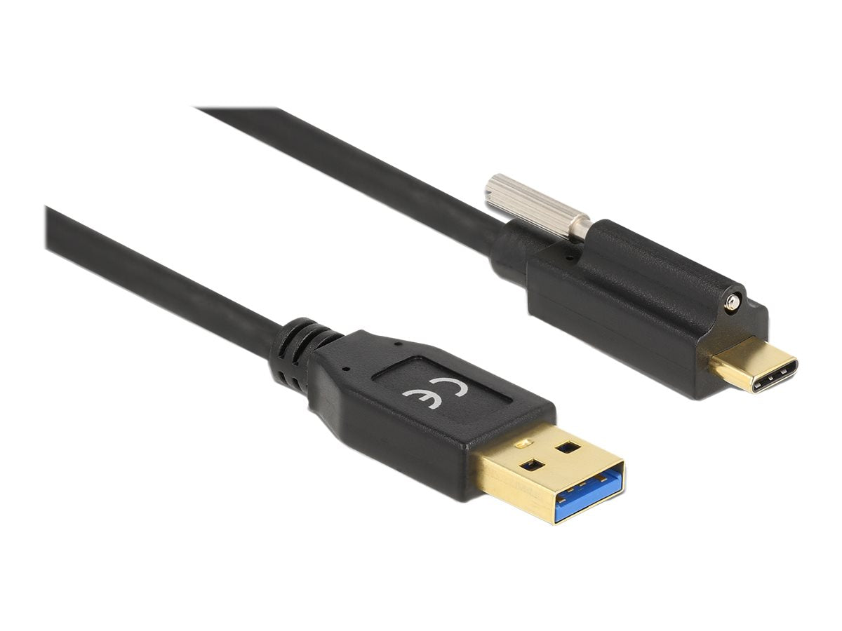 DELOCK SuperSpeed USB USB 3.2 Gen 1 Kabel Typ-A Stecker zu USB Type-C Stecker mit Schraube oben 2 m