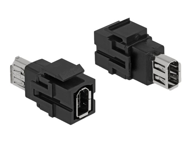 DELOCK Keystone Modul FireWire 6 Pin Buchse zu FireWire 6 Pin Buchse schwarz - Vorderansicht