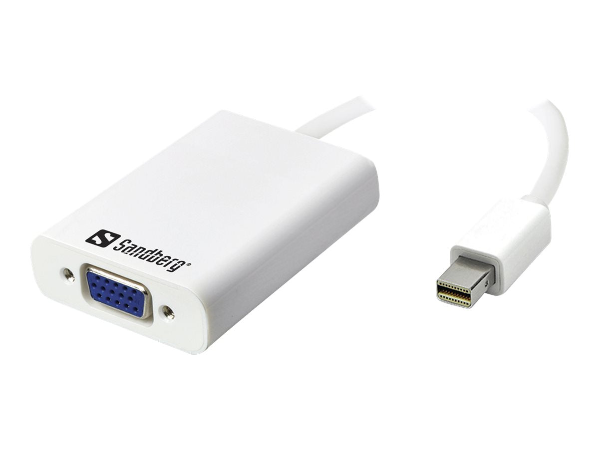 SANDBERG Adapter MiniDP>VGA+Audio weiss Vorderansicht