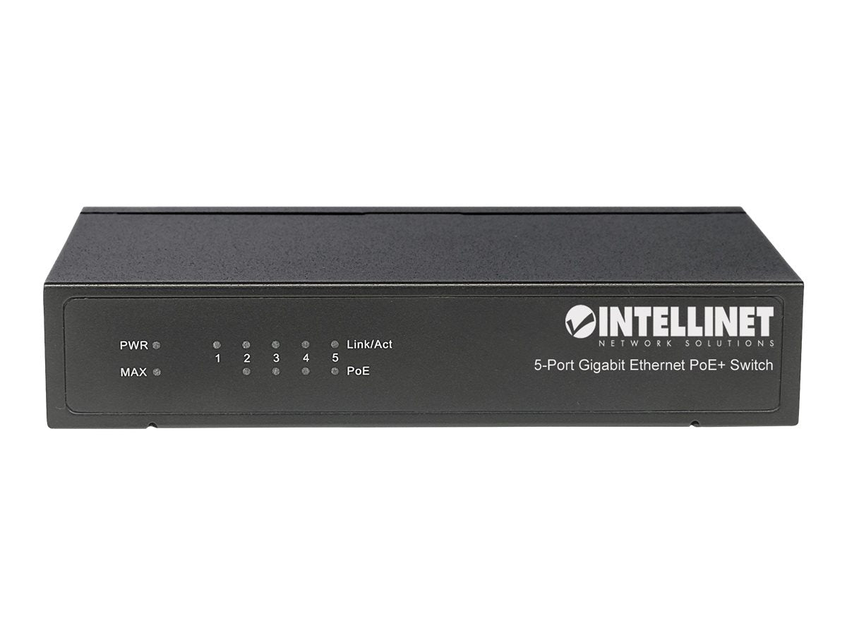 INTELLINET 5-Port Gigabit Ethernet PoE+ Switch Vorderansicht