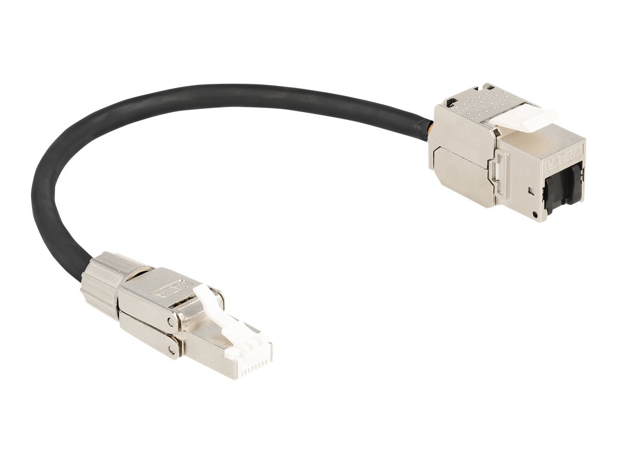 DELOCK Kabel RJ45 Stecker feldkonfektionierbar zu Keystone Modul RJ45 Buchse Cat.6A 25cm - Vorderansicht