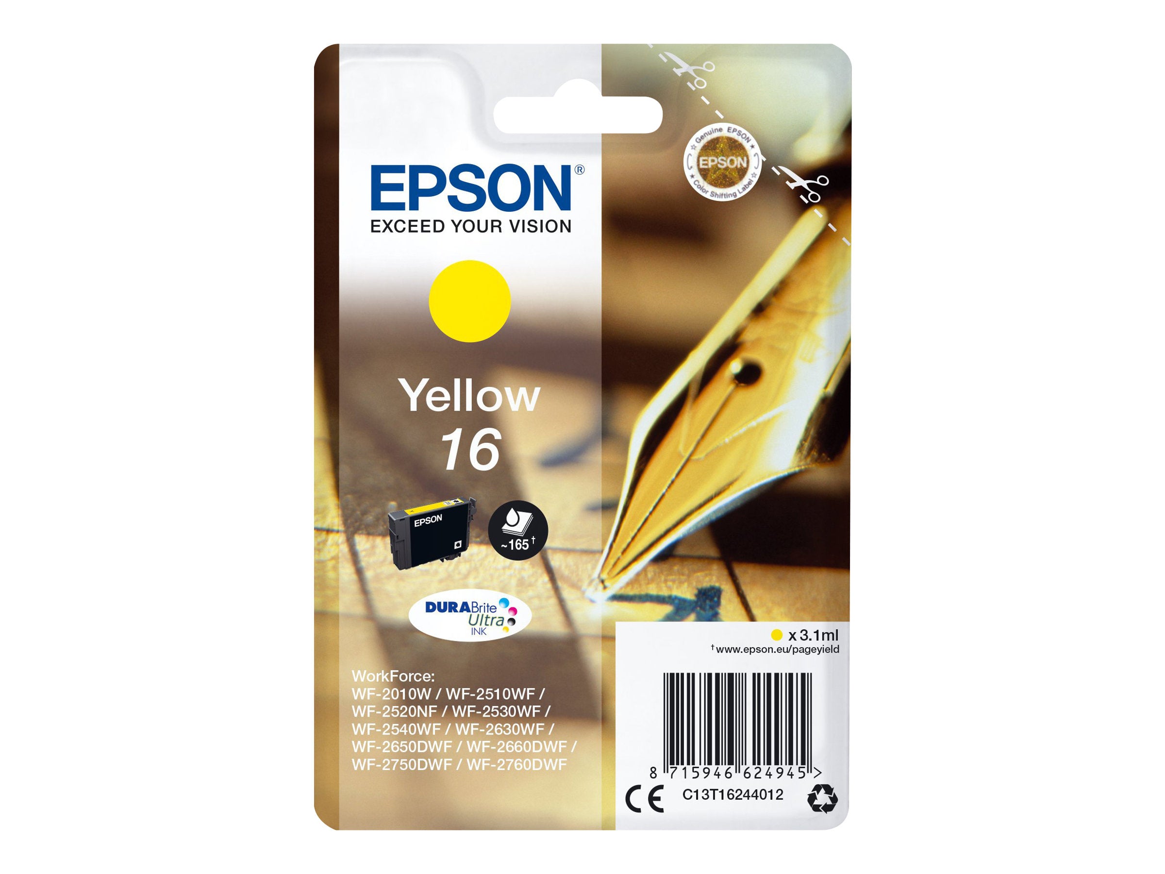 EPSON 1LB 16 Tintenpatrone Gelb Vorderansicht