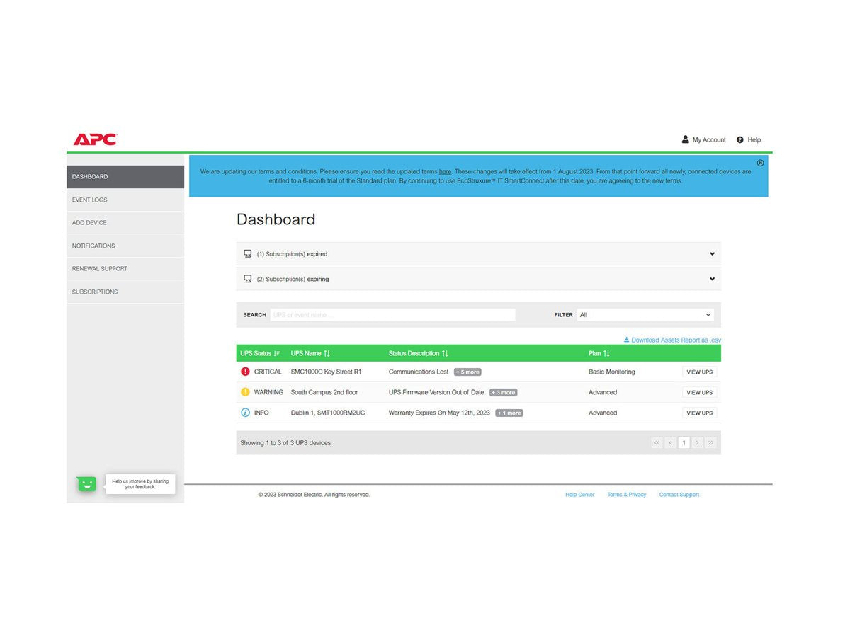 APC 1-UPS Advanced 1Y Plan SmartConnect Nutzungsszenario
