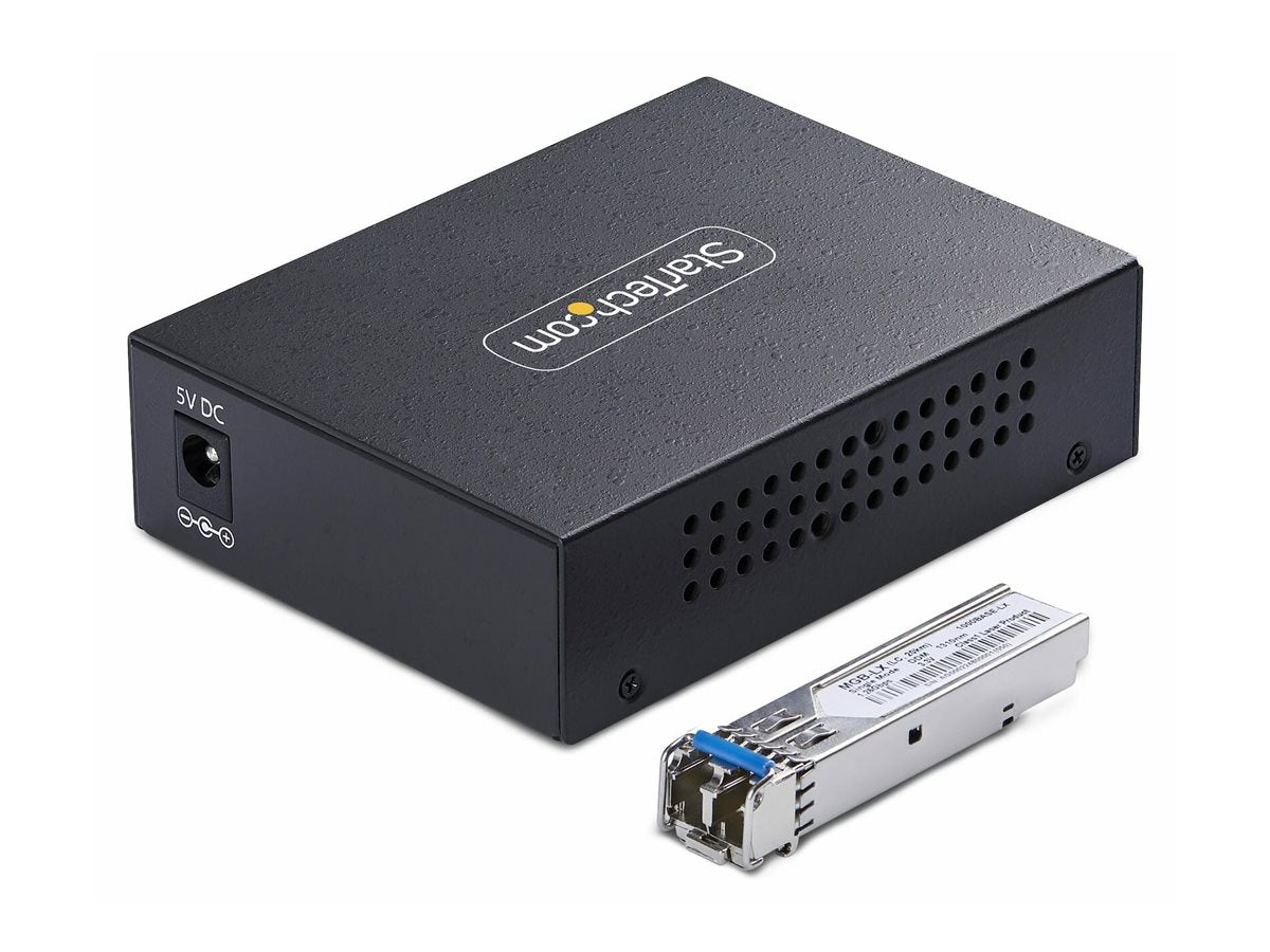 STARTECH.COM Gigabit Singlemode SM LC Glasfaser-Medienkonverter 10 100 oder 1000Mbps 20 km RJ45 zu LC Vollmetallgehäuse TAA