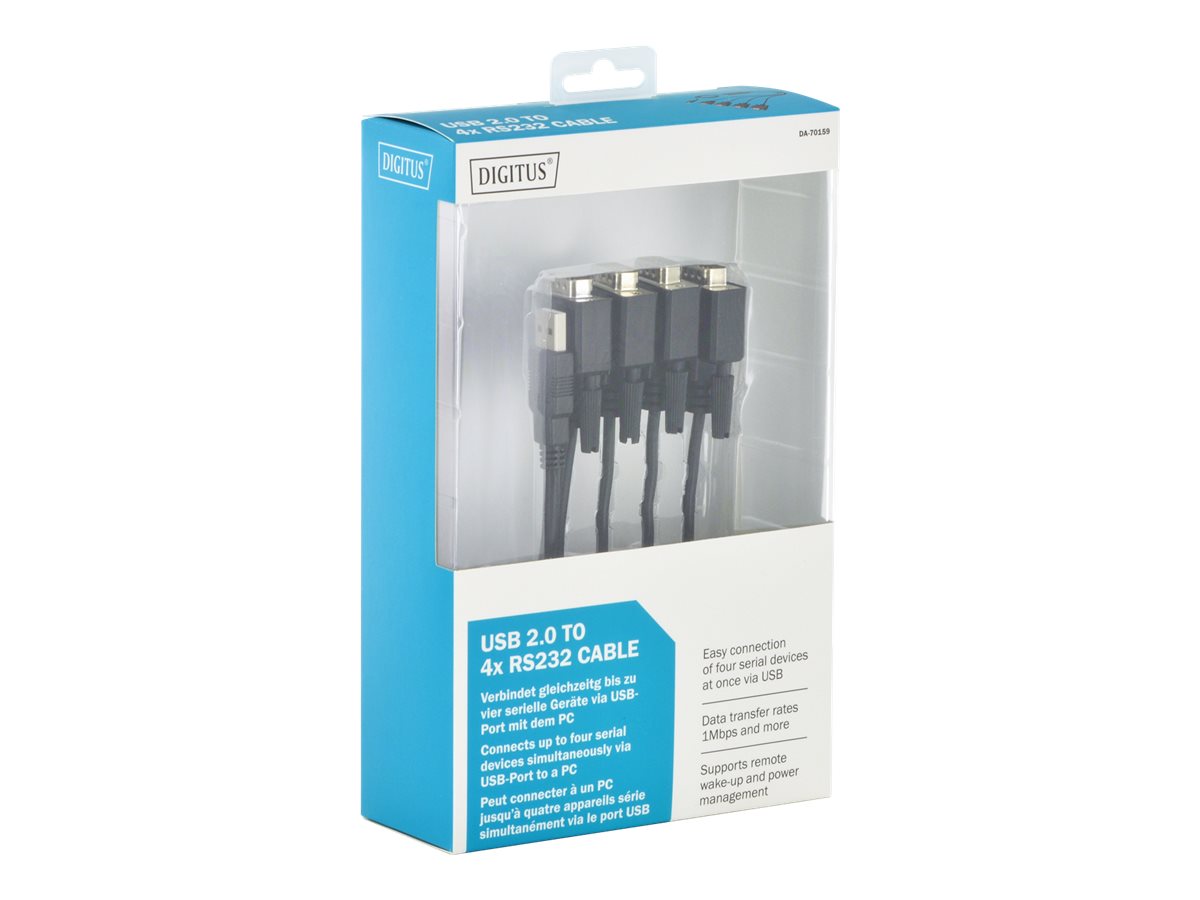 DIGITUS 1,5M USB 2.0 zu RS232x4 Kabel - Detailansicht