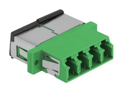 DELOCK LWL Kupplung mit Laserschutzklappe LC Quad Buchse zu LC Quad Buchse Singlemode grün