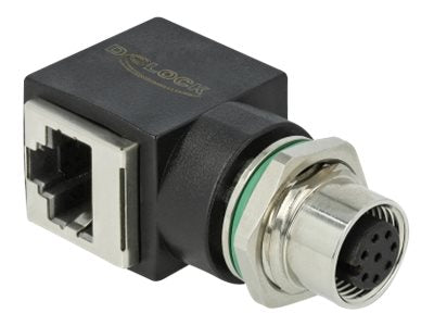 DELOCK Netzwerkadapter M12 8 Pin A-kodiert Buchse zu RJ45 Buchse - Vorderansicht