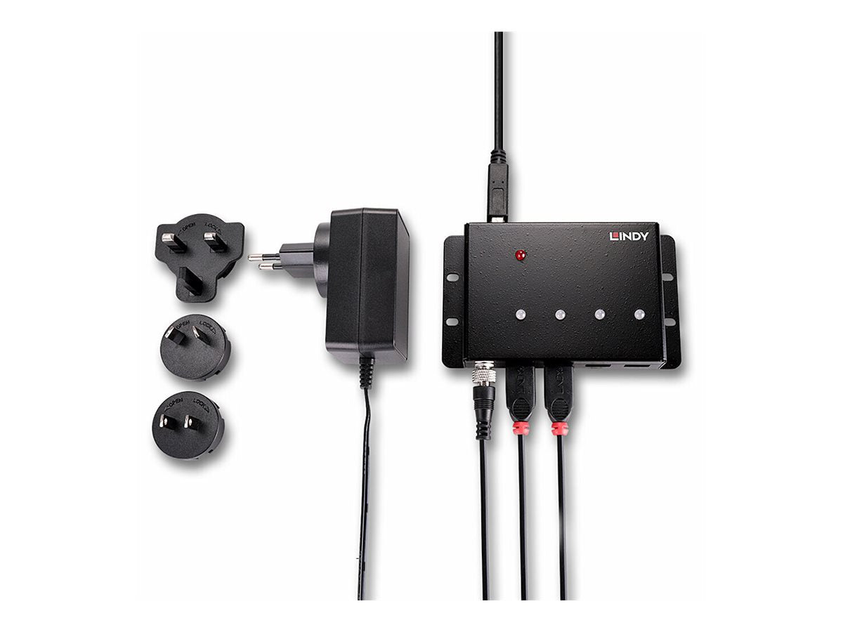 LINDY 4 Port USB 3.0 Metal Hub Vorderansicht
