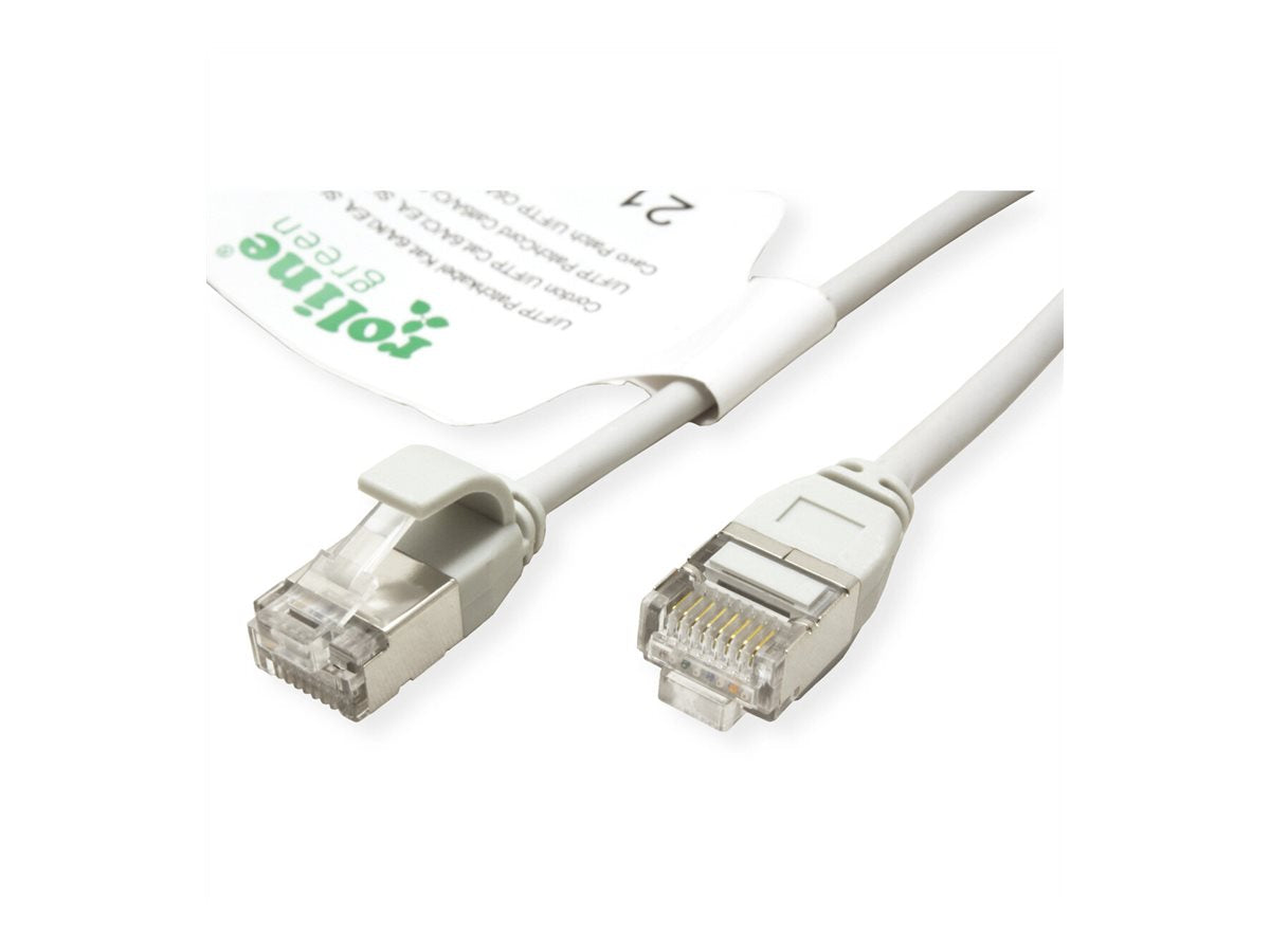 ROLINE GREEN U/FTP Patchkabel Kat.6A Class EA LSOH slim grau 2m - Anschlussansicht