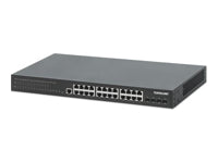 INTELLINET 28-Port Layer 2+/Layer 3 Lite Fully Managed PoE+ Switch mit 24 Gigabit Ethernet-Ports und 4 10G SFP+ Uplinks Self-Healing