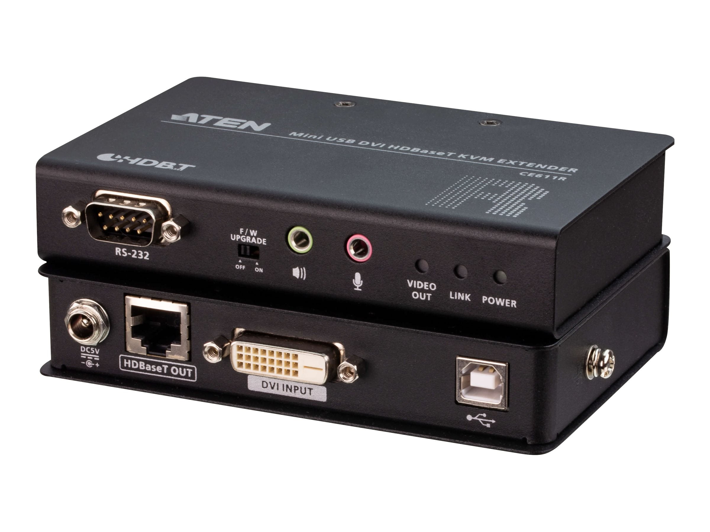 Vorderansicht des ATEN CE611mini USB HDBaseT DVI KVM Extenders