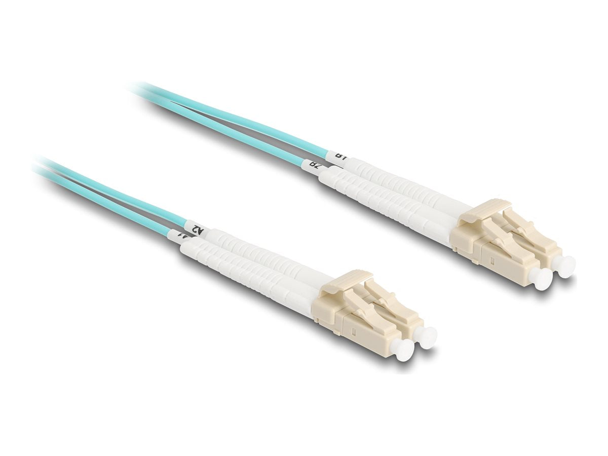 DELOCK LWL Kabel LC Duplex zu LC Duplex Multimode OM3 winkelbar 5m - Vorderansicht