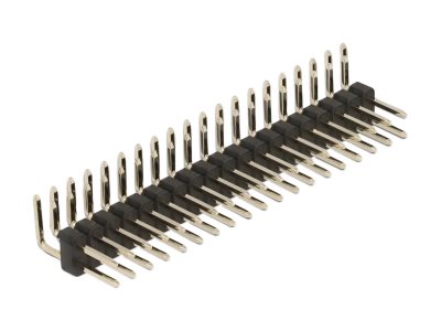DELOCK Stiftleiste 20 Pin Rastermass 2,54mm 2-reihig gewinkelt 5 Stück - Vorderansicht