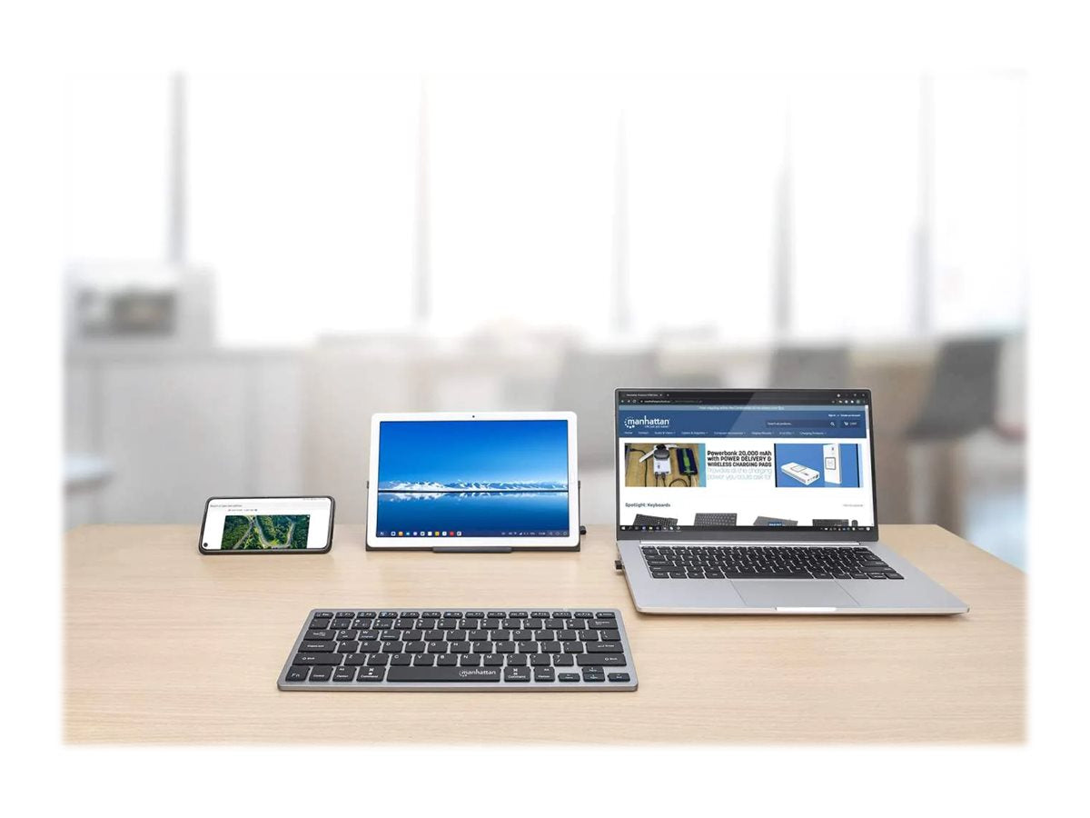 MANHATTAN Ultra Slim Dual-Mode Kabellose Funktastatur Vorderansicht