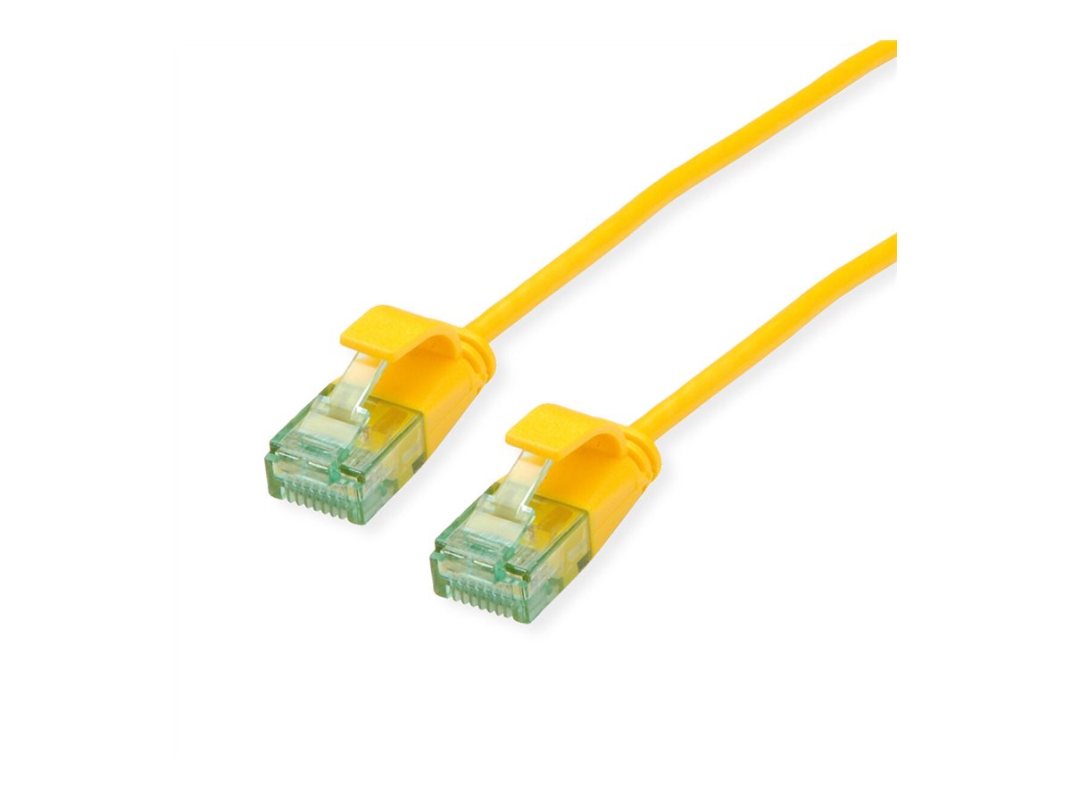 ROLINE RM UTP DataCenter Patchkabel Kat.6A Class EA slim gelb 0,3m - Vorderansicht