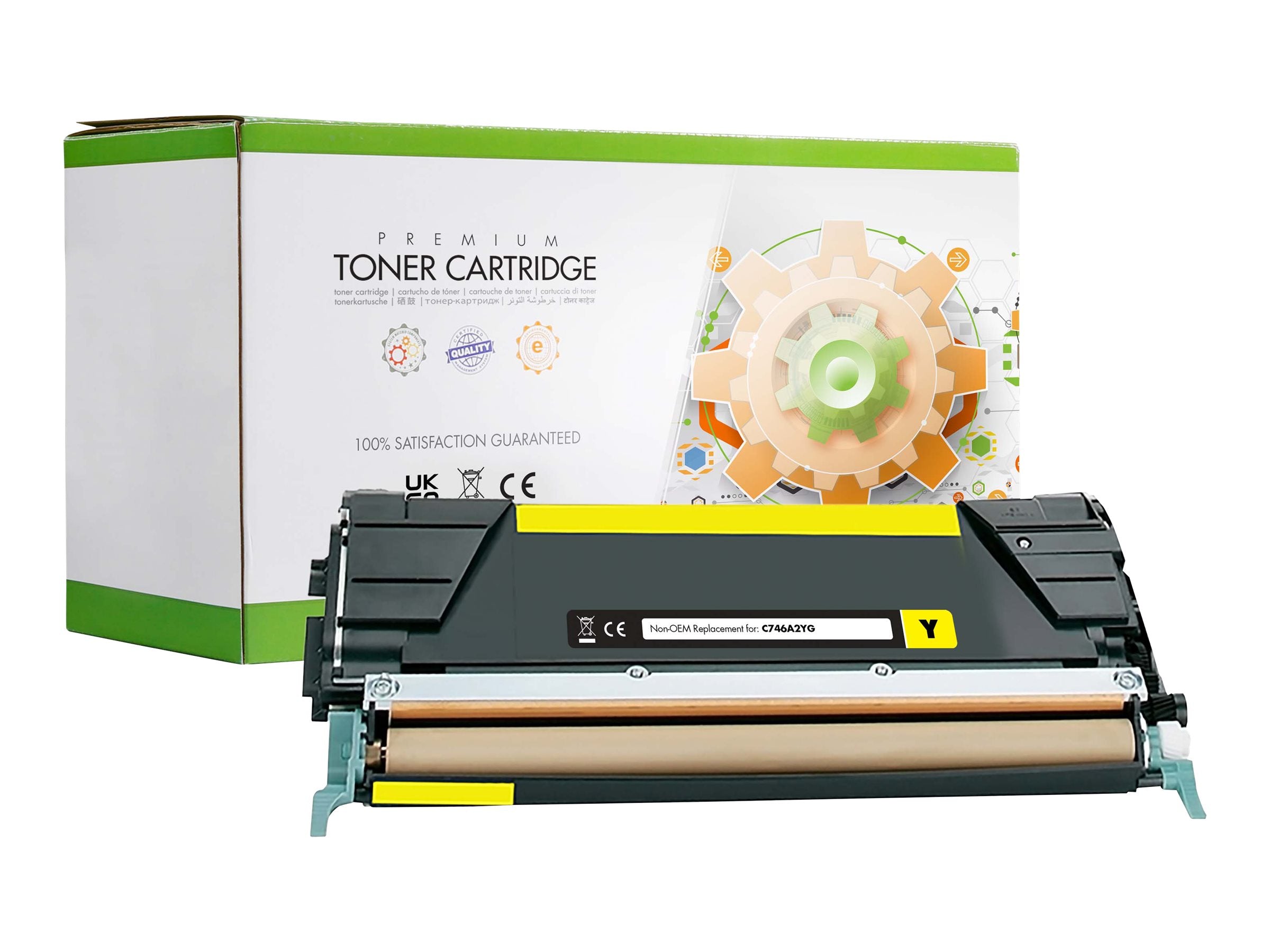 STATIC Tonerpatrone kompatibel mit Lexmark C746A1YG gelb - Vorderansicht