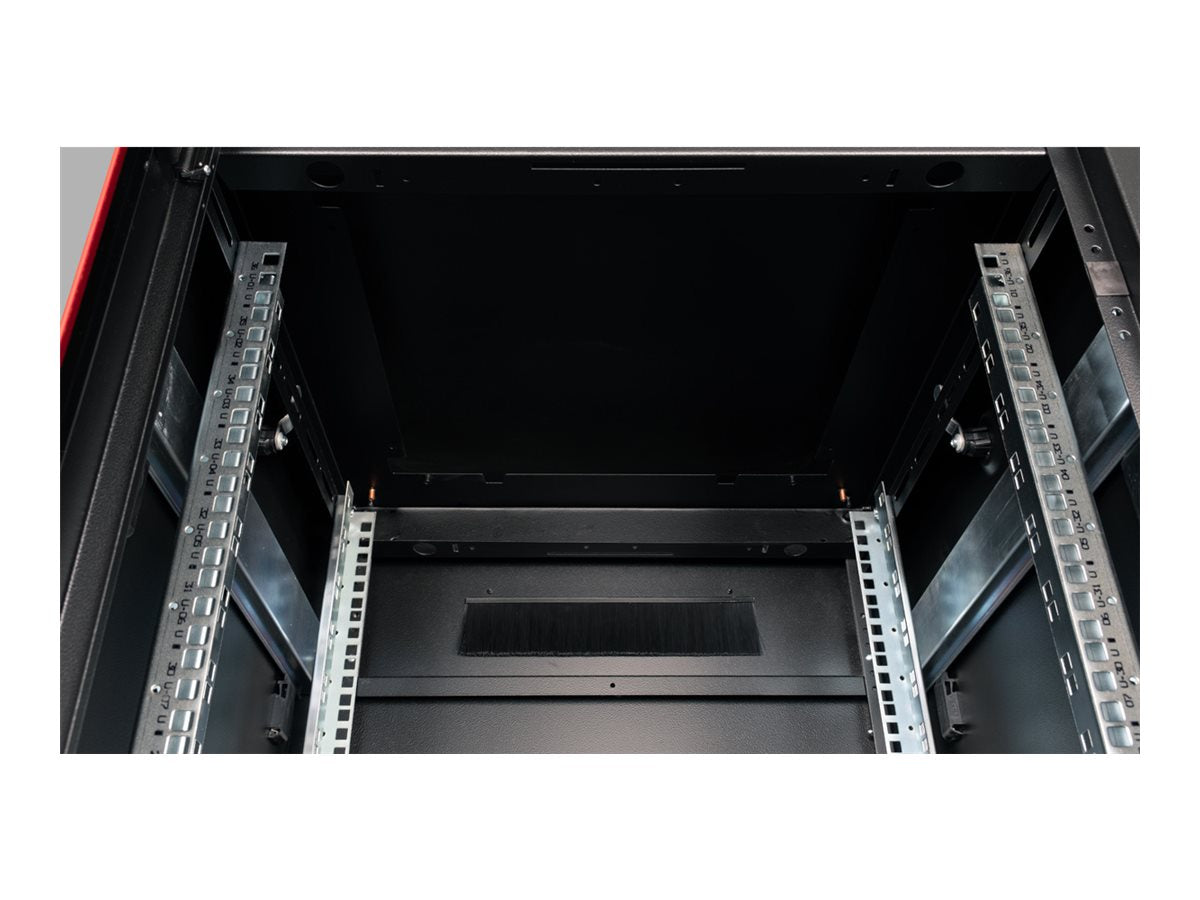 Vorderansicht ROLINE Netzwerkschrank Pro 48,26cm 19Zoll 36 HE 600x600 BxT Glastür schwarz