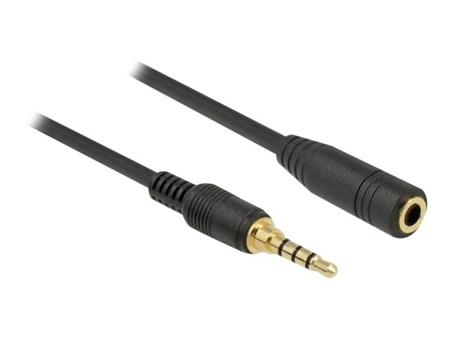 DELOCK Klinkenverlängerungskabel 3,5 mm 4 Pin Stecker zu Buchse 0,5 m schwarz - Verpackung