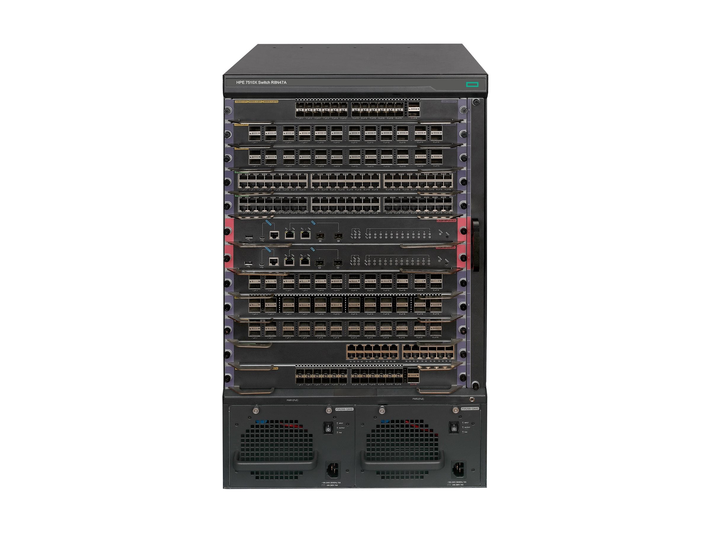 ARUBA HPE FlexNetwork 7510X PoE Ethernet Switch Rückansicht