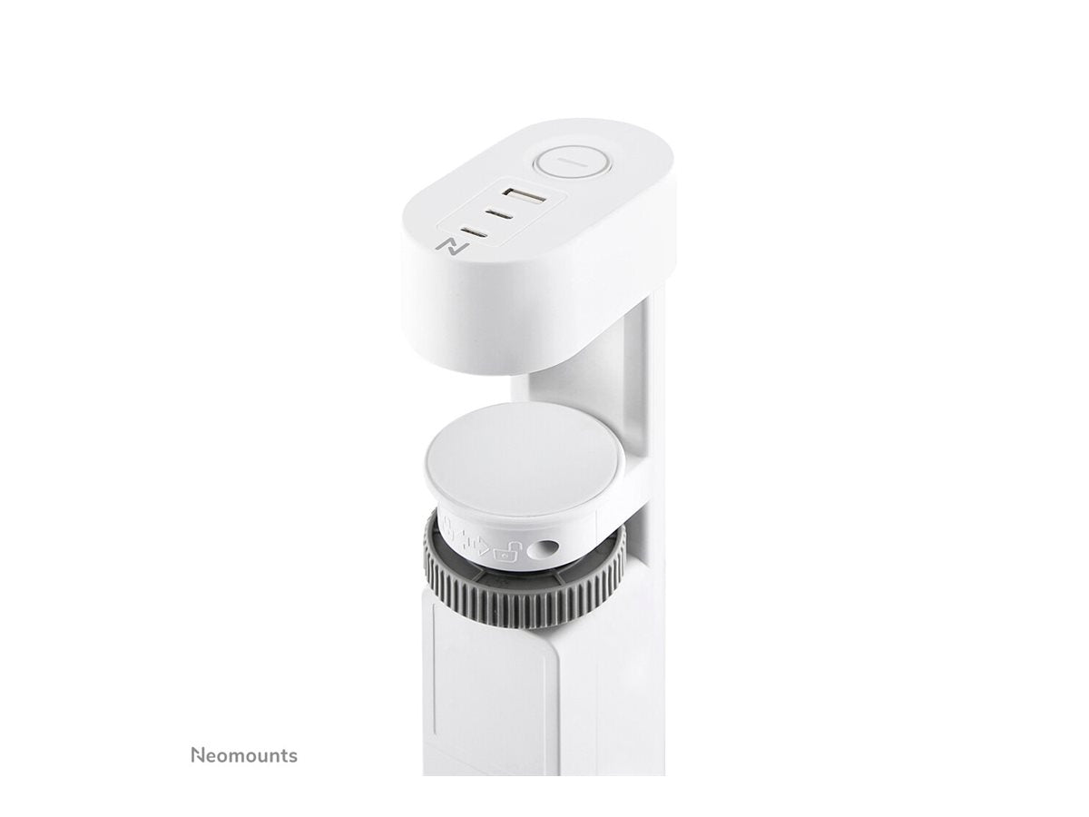 NEOMOUNTS VOLT Desk Clamp socket with Quick-charge USB Ports clamp 0-50mm 3x type-F 230V 1x USB-A 18W 2x USB-C 20W