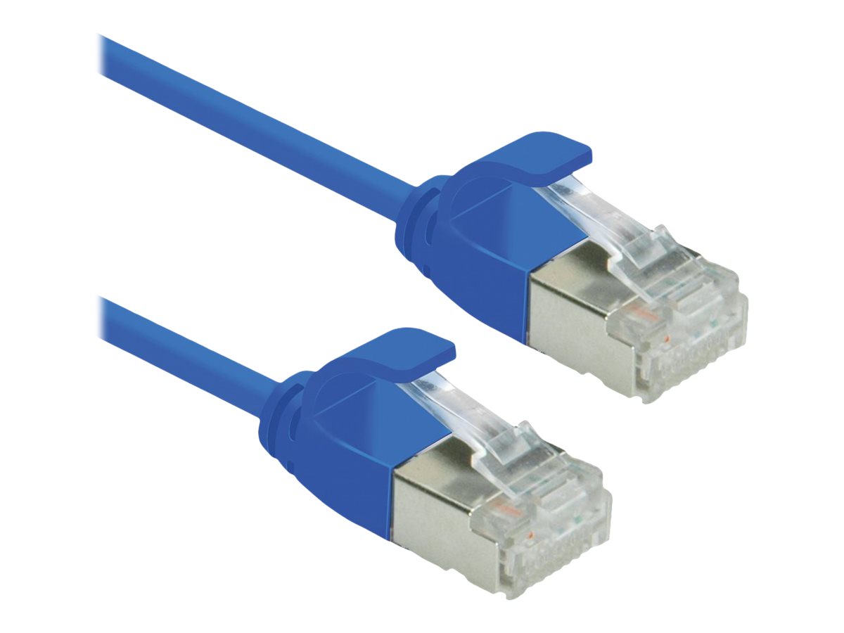 ROLINE GREEN U/FTP Patchkabel Kat.6A Class EA LSOH slim blau 0,15m - Vorderansicht