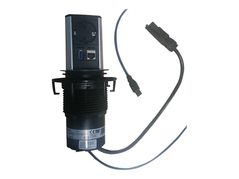 BACHMANN ELEVATOR 1x Schutzkontakt 1x CAT6 1x USB 3.0 Edelstahl - Vorderansicht