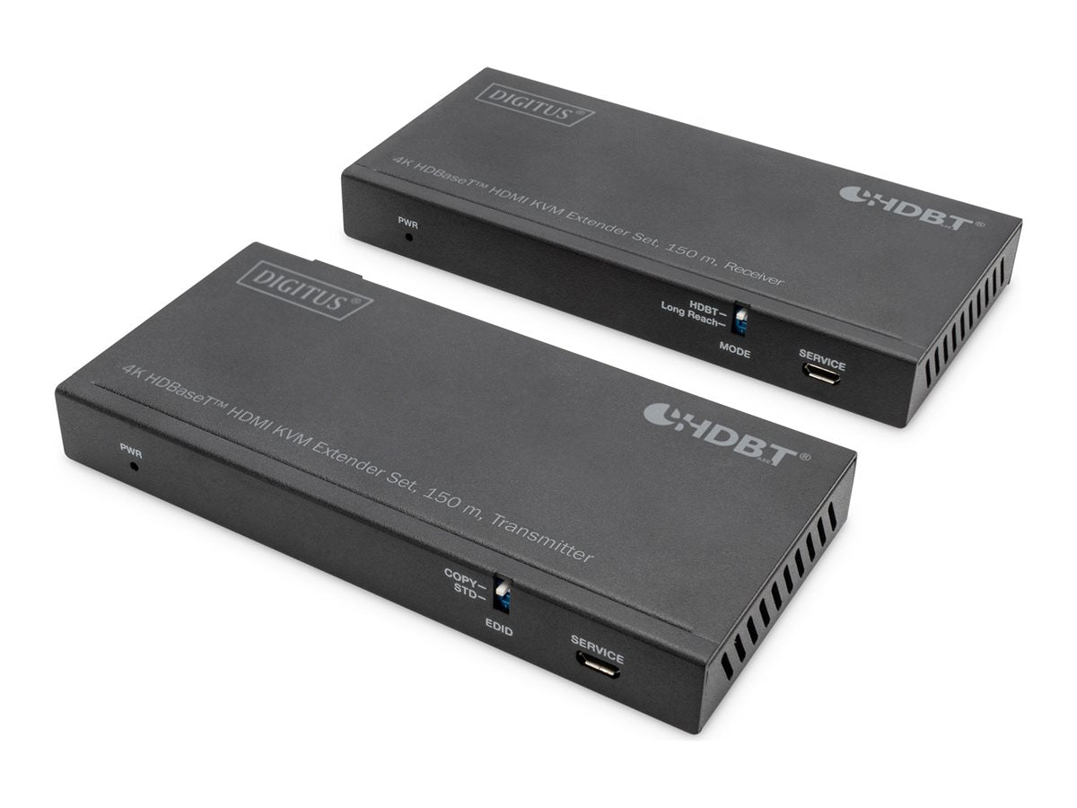 DIGITUS HDBaseT KVM Extender Set 150m 4K/60Hz USB 2.0 PoC IR black - Vorderansicht