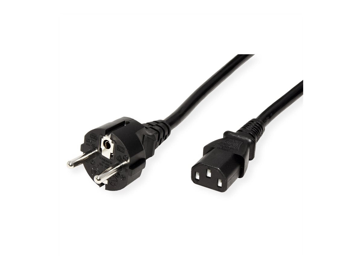 ROLINE Netzkabel IEC-Buchse & CEE7/7-Stecker gerade schwarz 3m - Detailansicht