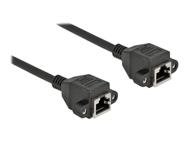 DELOCK Netzwerk Verlängerungskabel S/FTP RJ45 Buchse zu RJ45 Buchse Cat.6A 1m schwarz - Detailansicht