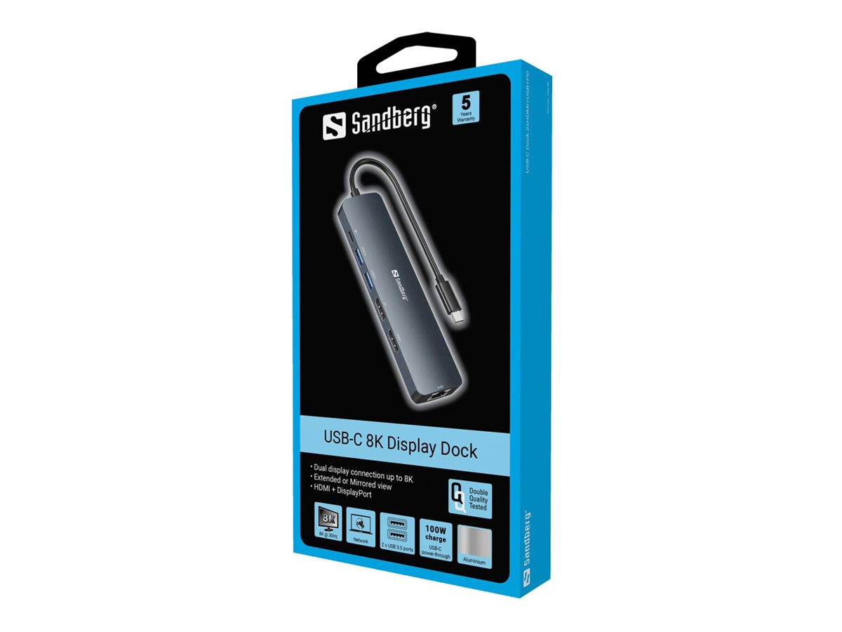 SANDBERG USB-C 8K Display Dock Vorderansicht