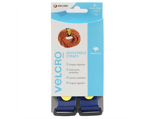 VELCRO Verstellbarer Tragegurt mit Klettverschluss Everyday Haken & Flausch Gurt 25mm x 92cm x 2 Blau