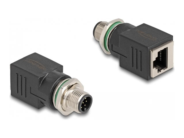 DELOCK M12 Adapter A-kodiert 8 Pin Stecker zu RJ45 Buchse gerade - Vorderansicht