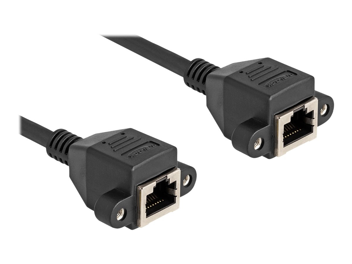 DELOCK RJ50 Verlängerungskabel Buchse zu Buchse S/FTP 0,25m schwarz - Vorderansicht