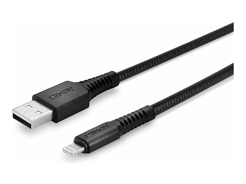 LINDY 2m verstärktes USB Typ A an Lightning Ladekabel - Detailansicht