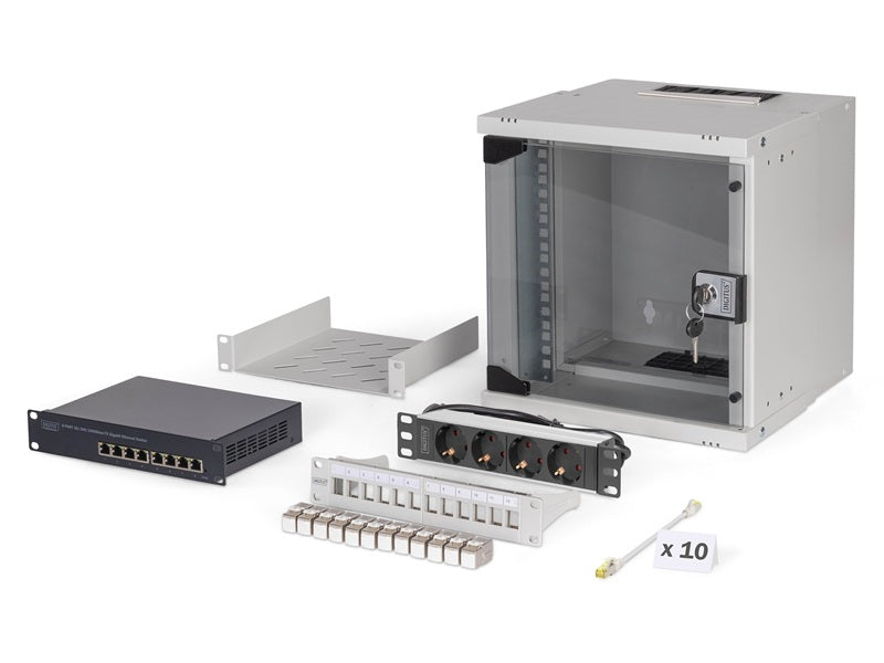DIGITUS 25,4cm 10Zoll Netzwerk-Set 6HE Wandgehäuse Verpackung