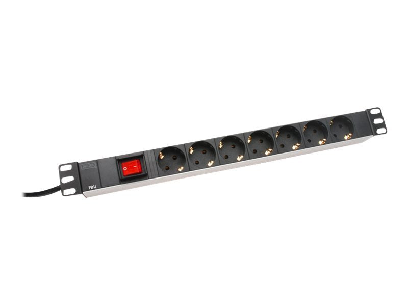 DIGITUS 48,3cm 19Zoll Steckdosenleiste 7fach Vorderansicht