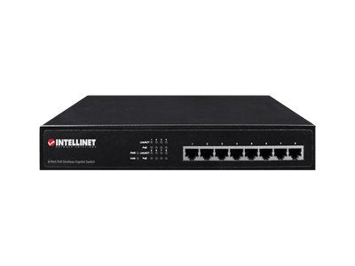 INTELLINET 8-Port PoE+ Desktop Gigabit Switch Rückansicht
