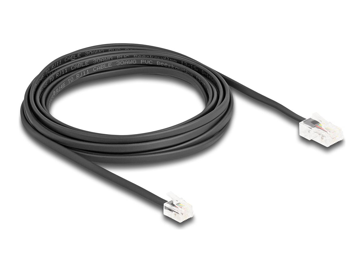 DELOCK Telefonkabel RJ45 Stecker zu RJ11 Stecker schwarz 5m - Vorderansicht
