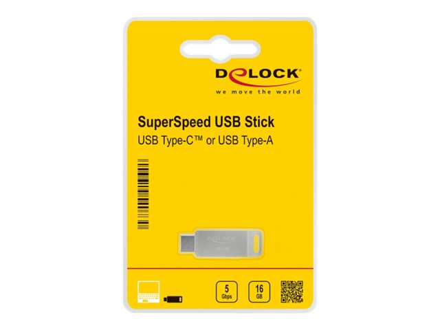 DELOCK USB 3.2 Gen 1 USB-C + Typ-A Speicherstick 16GB - Verpackung