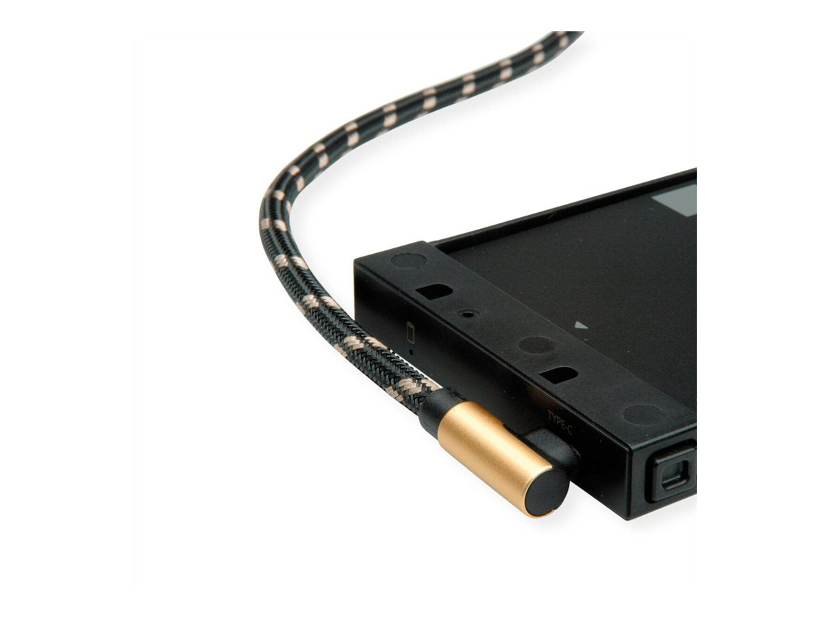 ROLINE GOLD USB 2.0 Kabel USB A ST reversibel - USB C ST gewinkelt 1,8m Vorderansicht