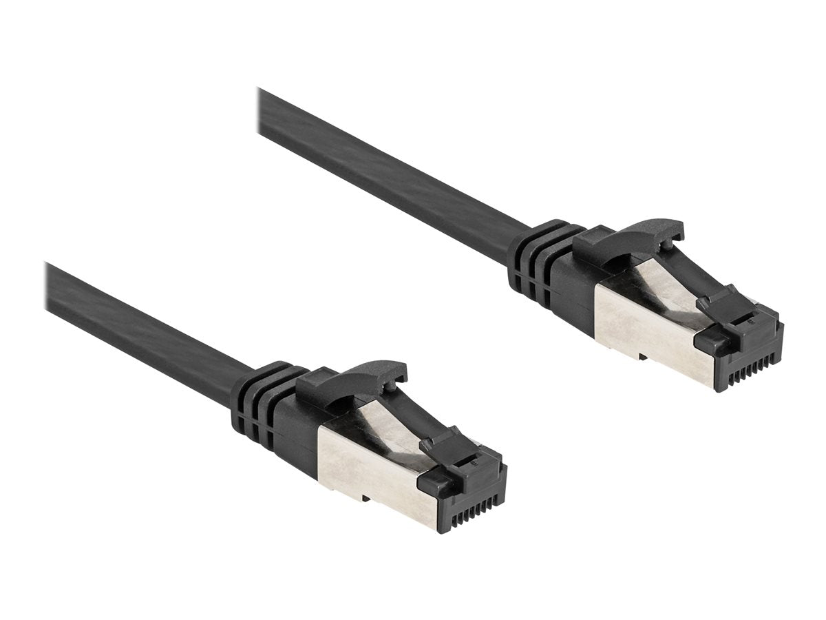 DELOCK RJ45 Flachband Patchkabel Stecker zu Stecker Cat.8.1 flexibel 0,25m schwarz - Vorderansicht
