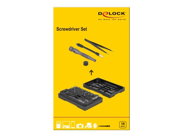 DELOCK Präzisions Schraubendreher Set 106-teilig - Detailansicht der Bits