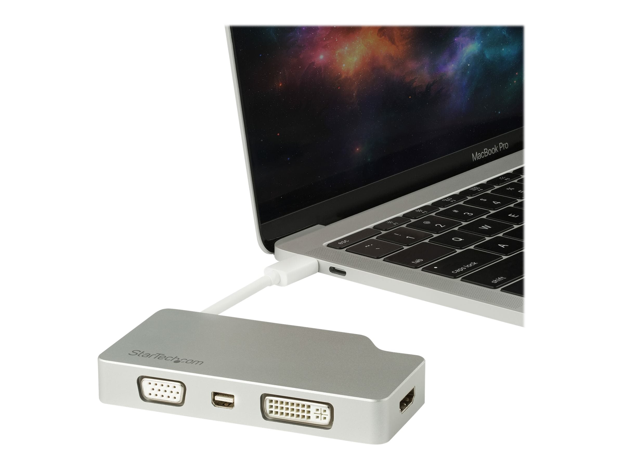 STARTECH.COM Aluminium Reise A/V Adapter 4-in-1 USB-C auf VGA, DVI, HDMI oder mDP - Vorderansicht