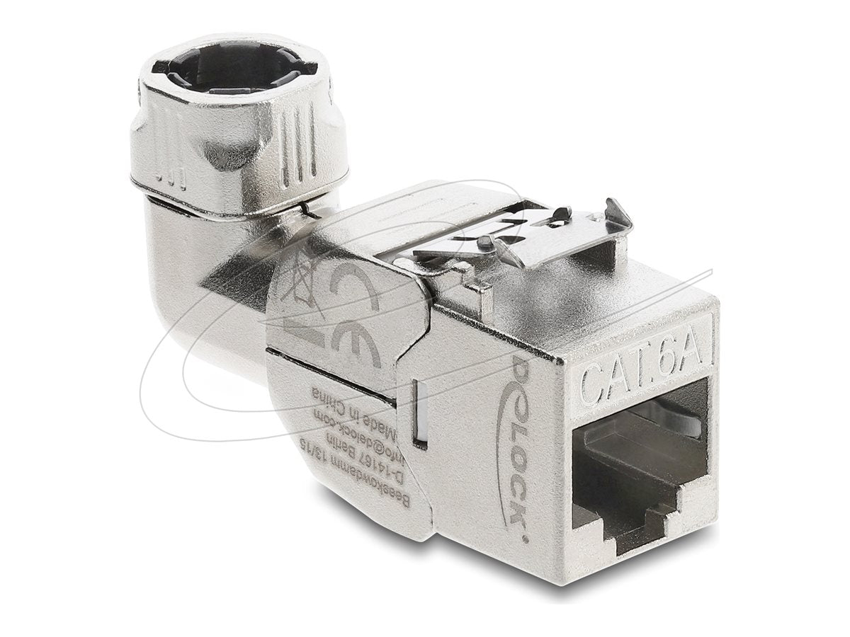 DELOCK Keystone Modul RJ45 Buchse zu LSA Cat.6A mit Metall Latch werkzeugfrei 90 winkelbar geschirmt