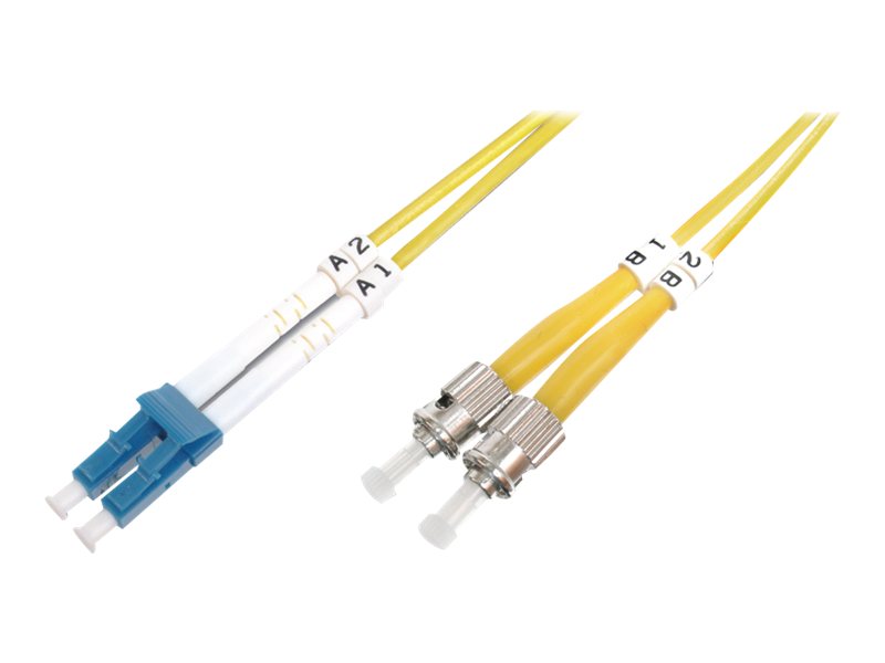 DIGITUS LWL Patchkabel LC zu ST OS2 Singlemode 09/125 Duplex Länge 1m - Vorderansicht