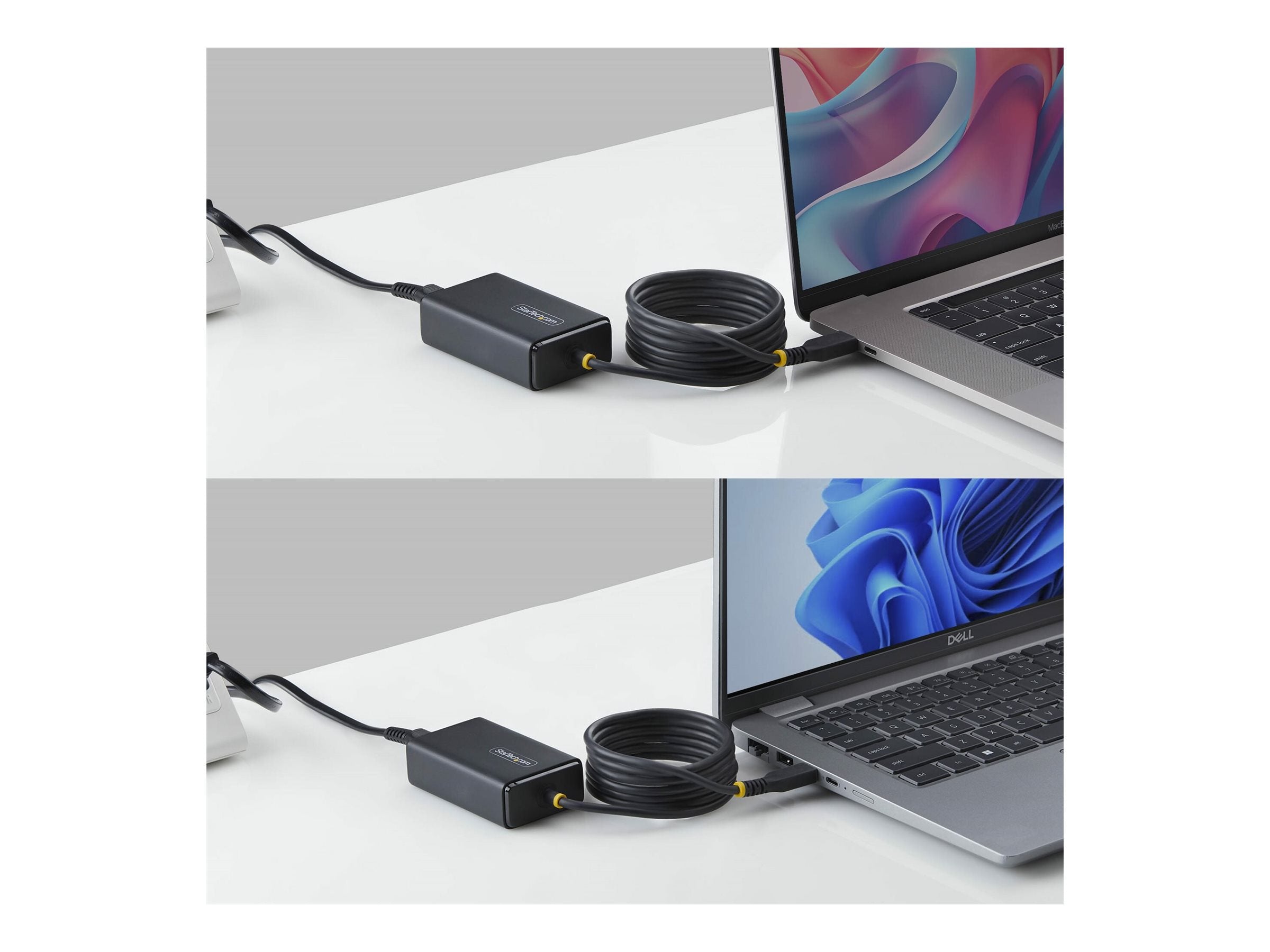 STARTECH.COM 65W USB-C Laptop Charger 1.5m Tethered USB-C Cable Power Adapter Brick for Dell XPS HP ProBook MacBook Pro