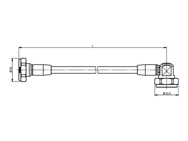 PUC TELEGÄRTNER 7-16 Jumper Kabel 3/8z IP67 L 5.0 m. m-m90. G57 3/8z flex - JMPR/5002T 7-16 auf 7-16 Jumper Kabel 3/8z IP67 Stecker