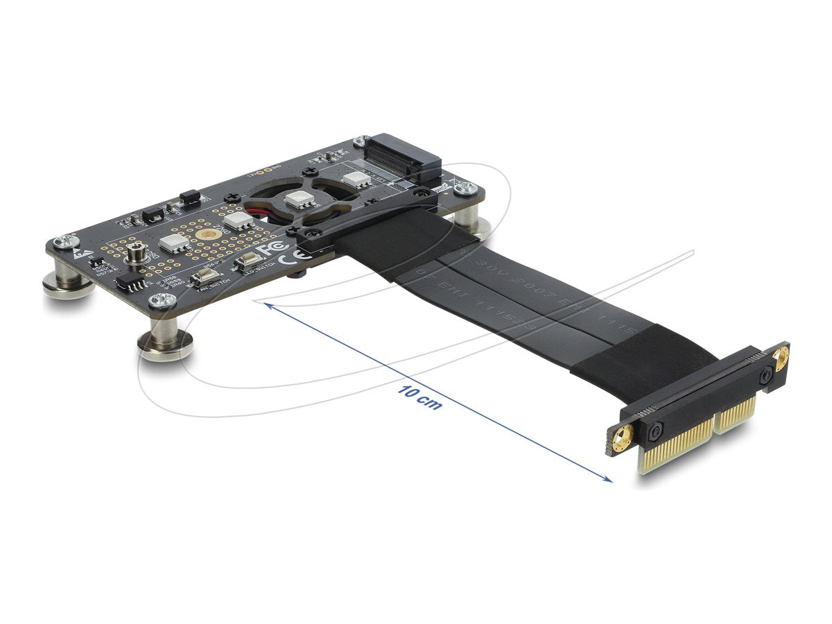 DELOCK PCI Express 3.0 x4 zu M.2 Key M Adapter mit Lüfter und Kabel 10cm - Vorderansicht