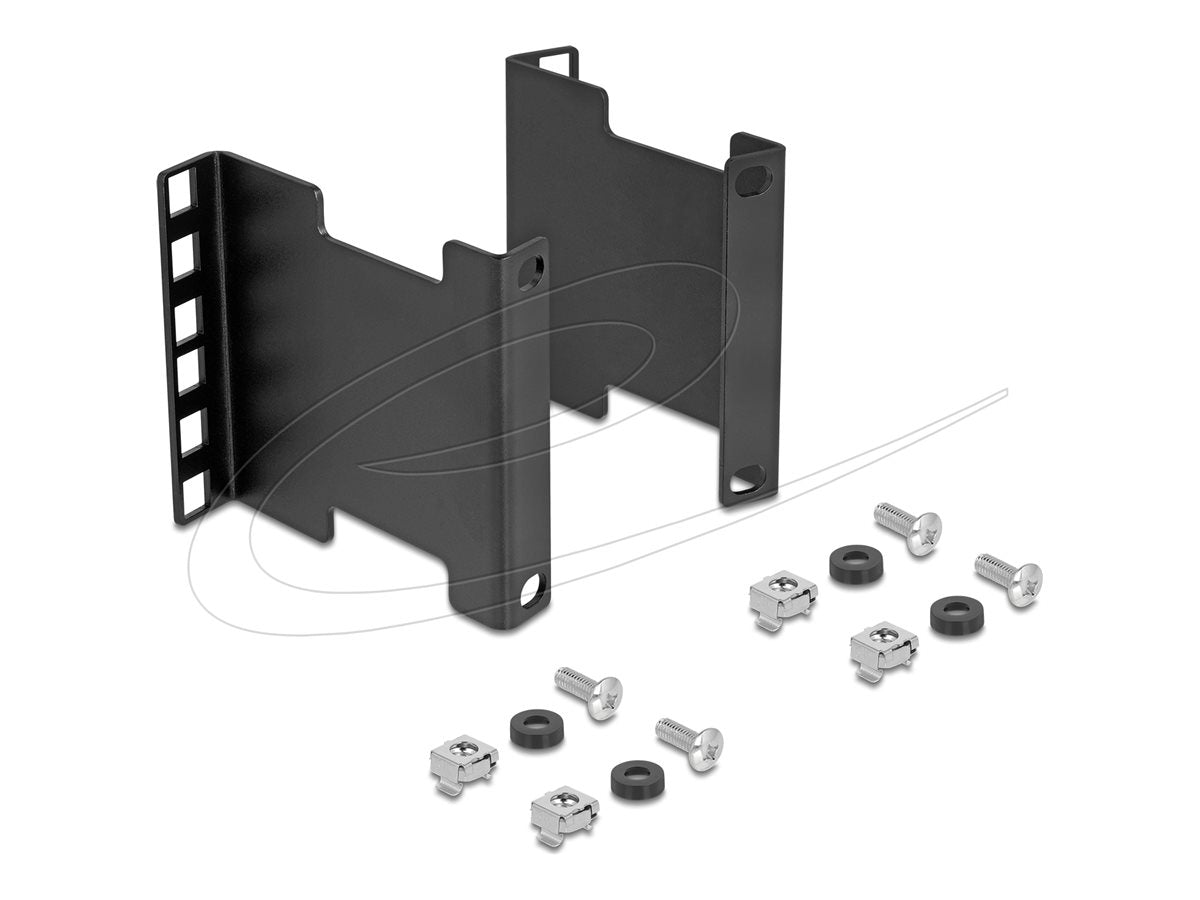 DELOCK Server Rack Tiefenerweiterung Adapter Montagekit zur Verlängerung der Montagetiefe bis 10cm 2 HE schwarz