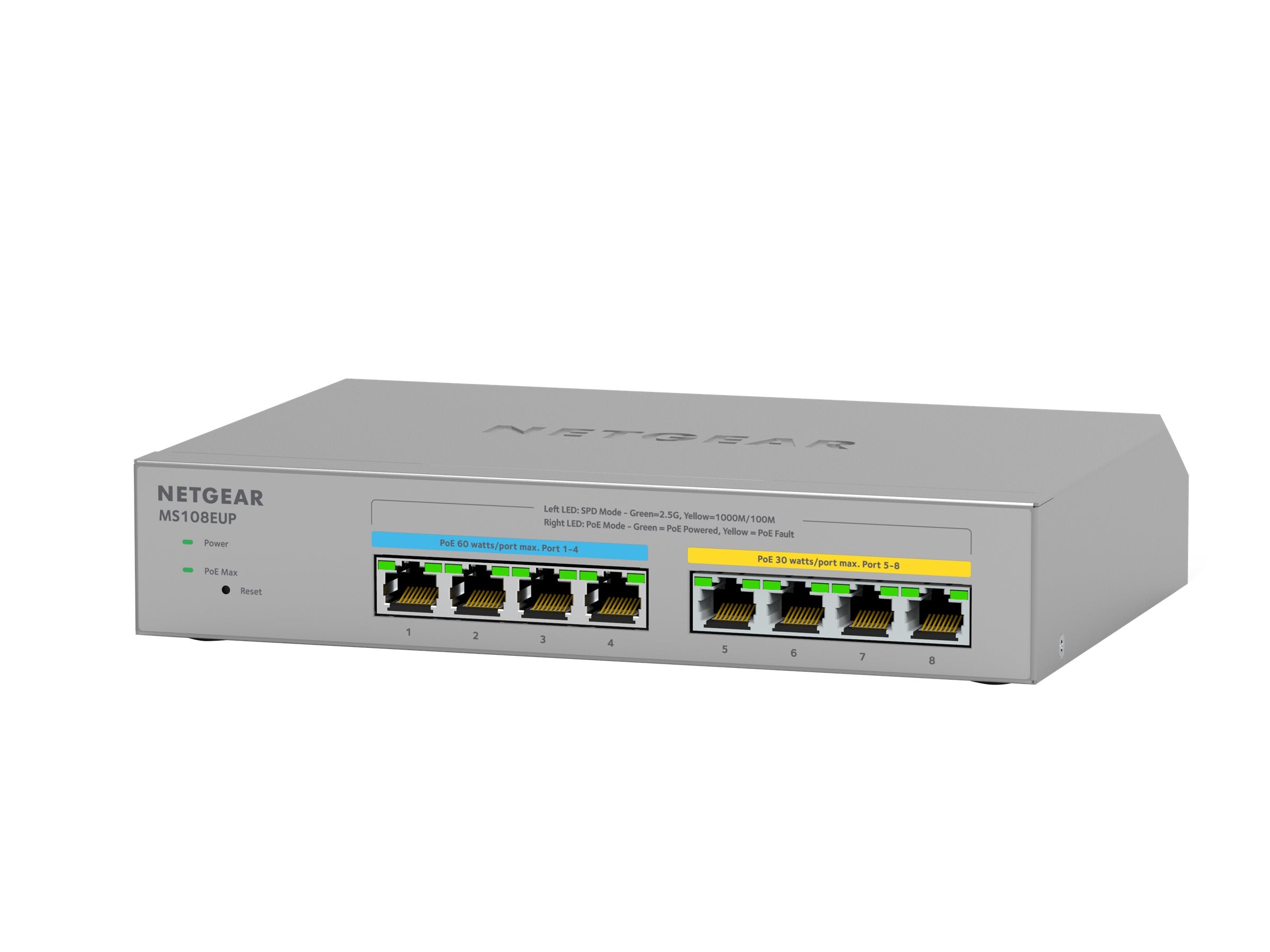 NETGEAR MS108UP 8Port Ultra60 PoE++ Switch - Rückansicht
